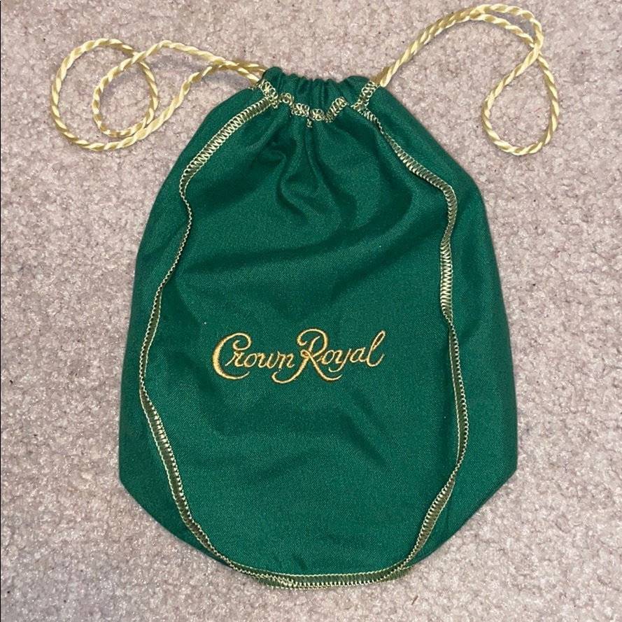 Crown Royal Green  Gold Drawstring Bag